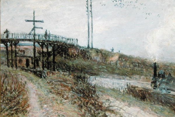 Kładka nad torami kolejowymi w Sevres, c.1879 autorstwa Alfred Sisley