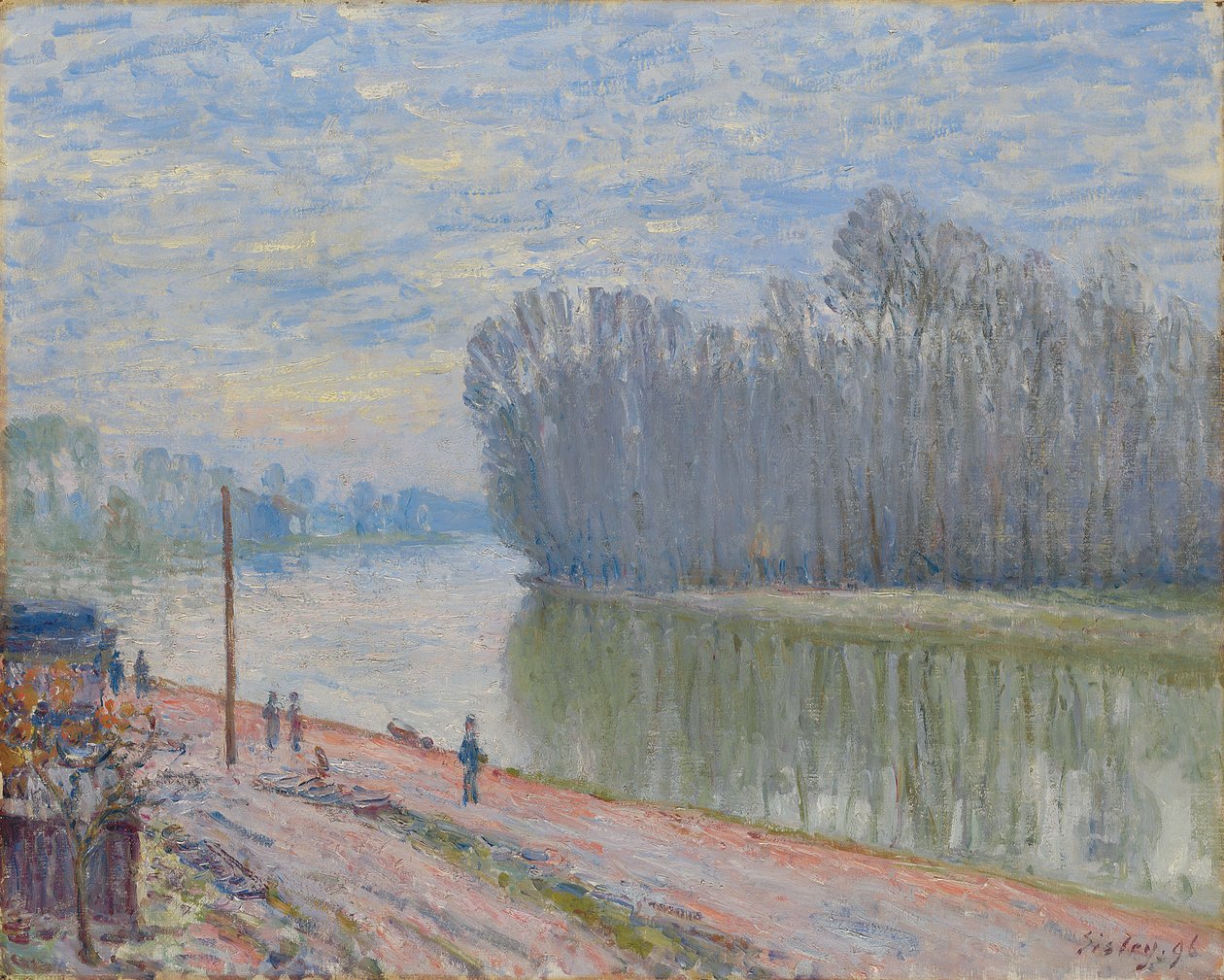 Kanał Loing, rano; Canal du Loing, efekt poranny, 1896 autorstwa Alfred Sisley