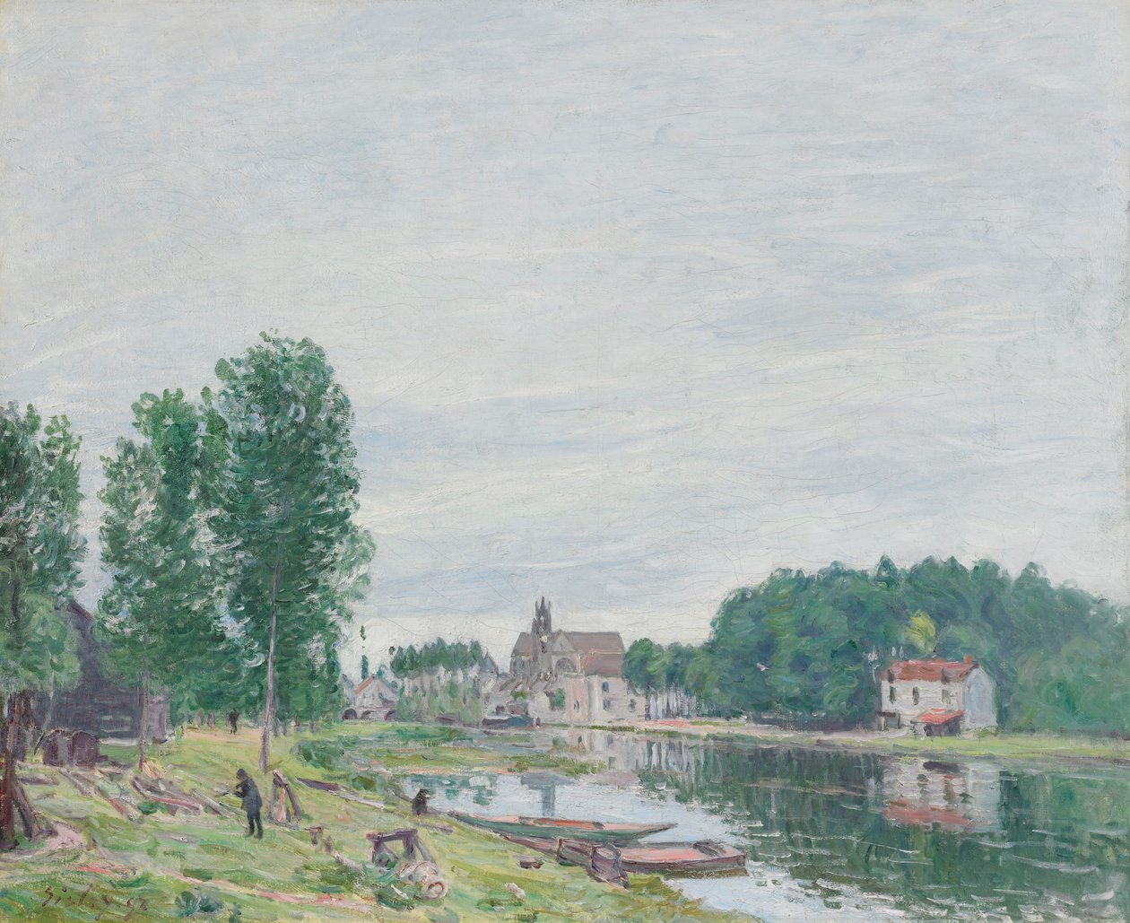 Stocznia Matrat, Moret-Sur-Loing, deszczowa pogoda autorstwa Alfred Sisley