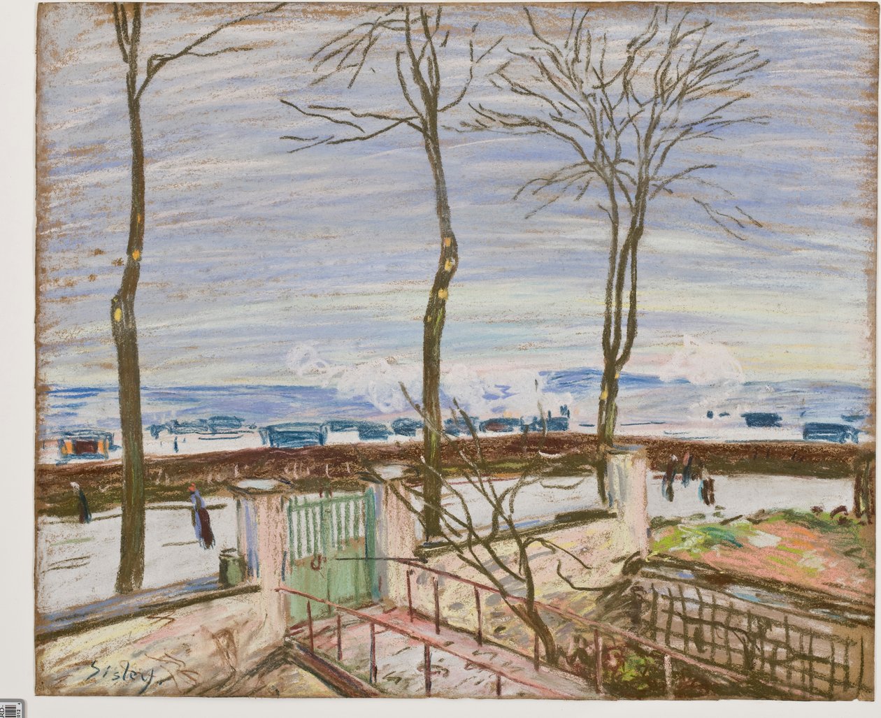 Dworzec Moret zimą (pastel na papierze) autorstwa Alfred Sisley