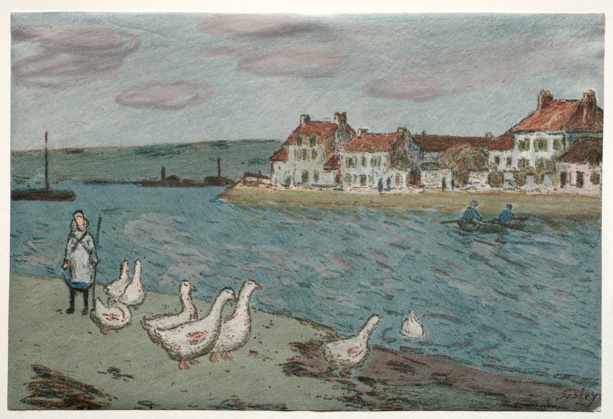 Brzeg rzeki lub gęsi autorstwa Alfred Sisley