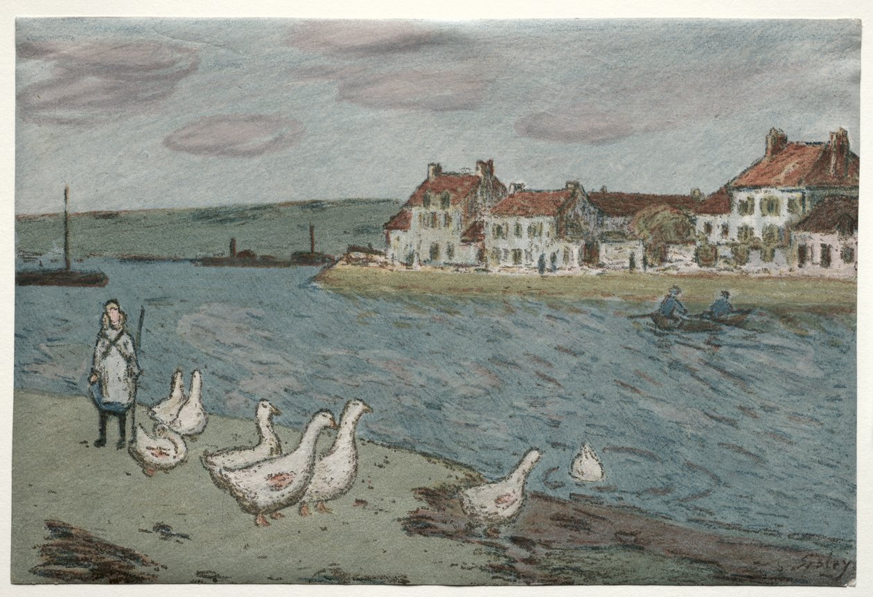 Brzeg rzeki lub gęsi autorstwa Alfred Sisley