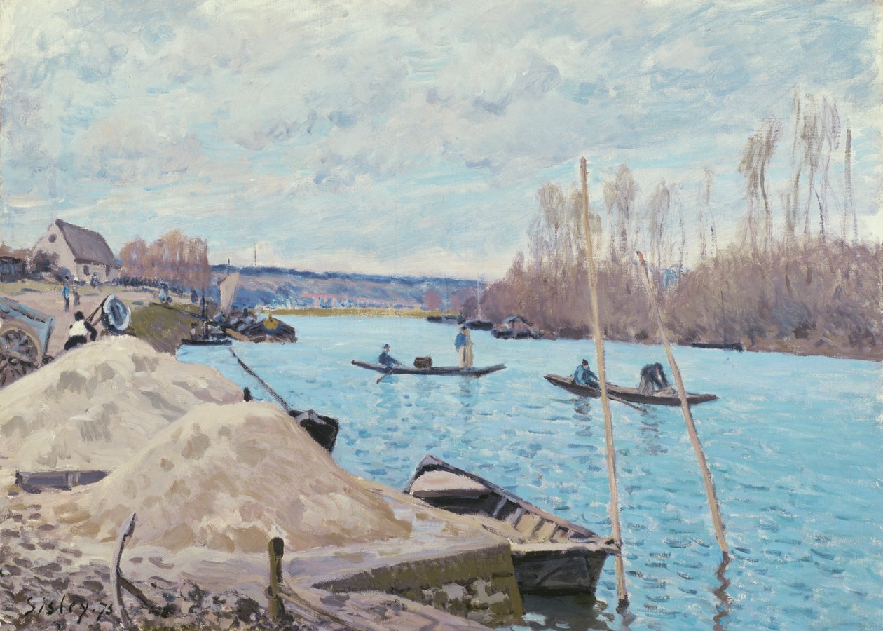 Sekwana w Port-Marly, stosy piasku autorstwa Alfred Sisley