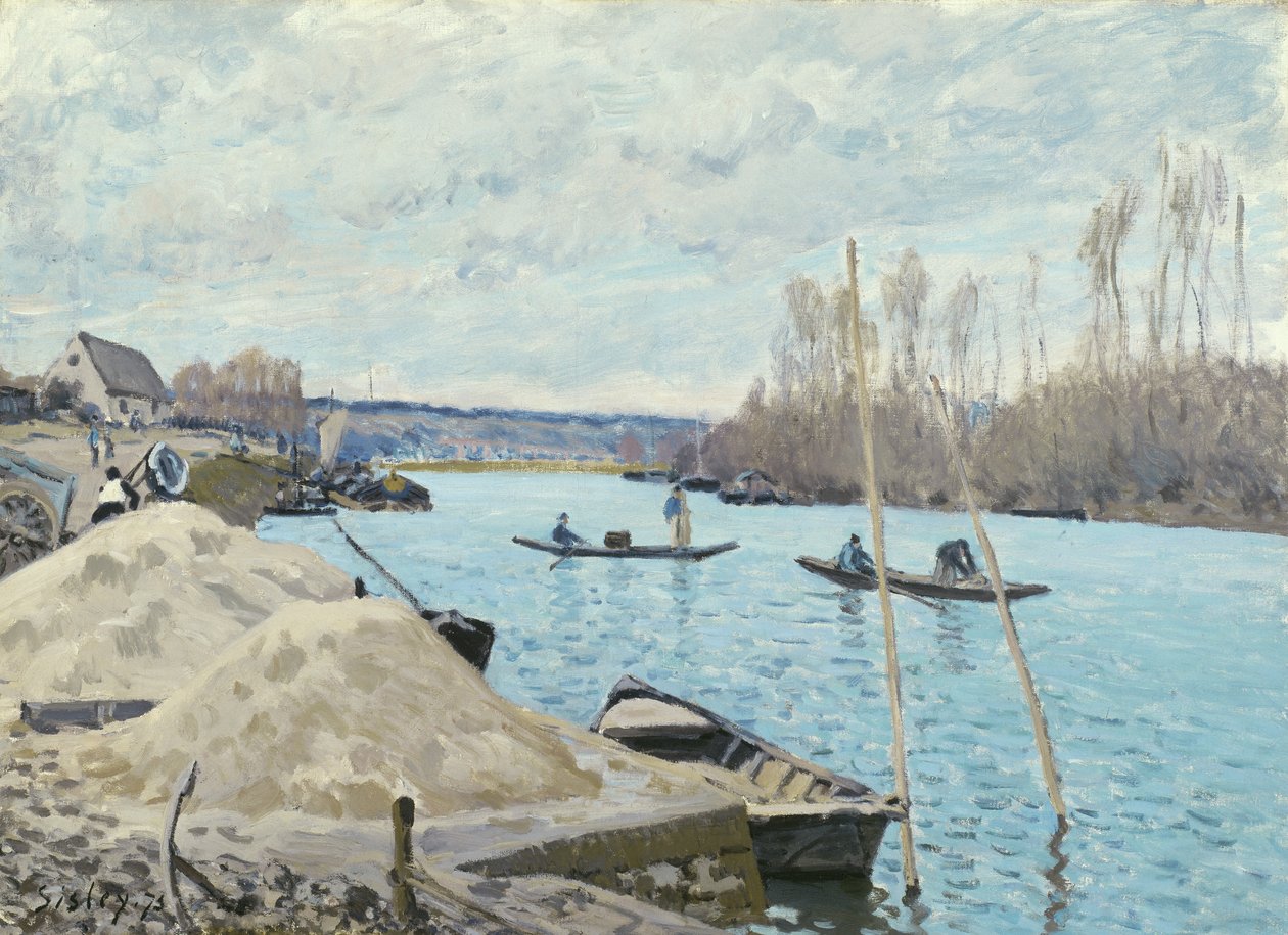 Sekwana w Port-Marly, sterty piasku, 1875 autorstwa Alfred Sisley