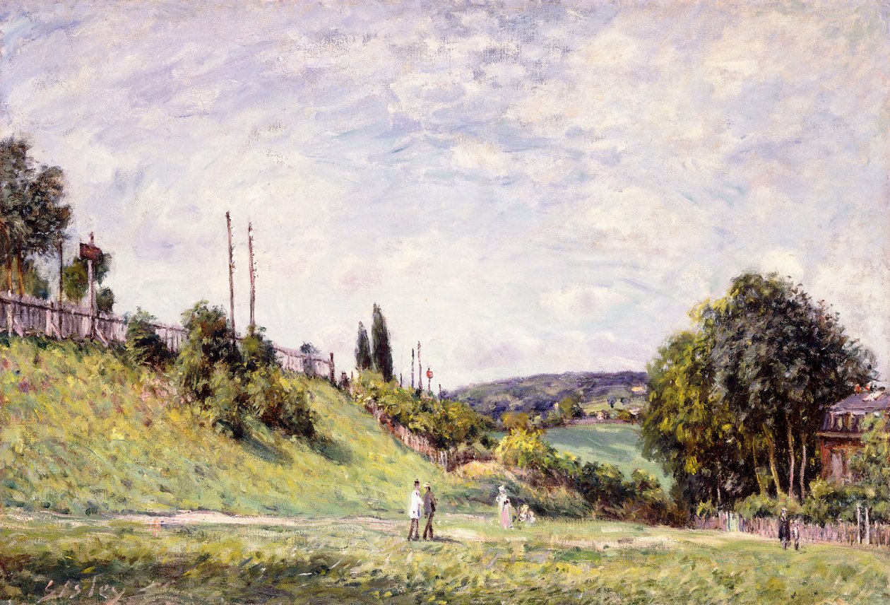 Zbocze przy linii kolejowej w Sevres, 1879 autorstwa Alfred Sisley