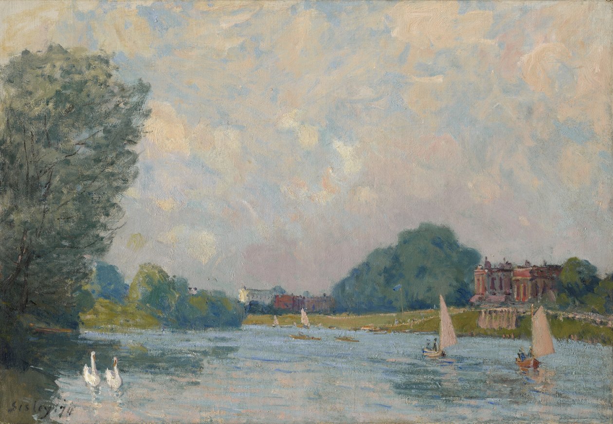 Tamiza w Hampton Court, 1874 autorstwa Alfred Sisley