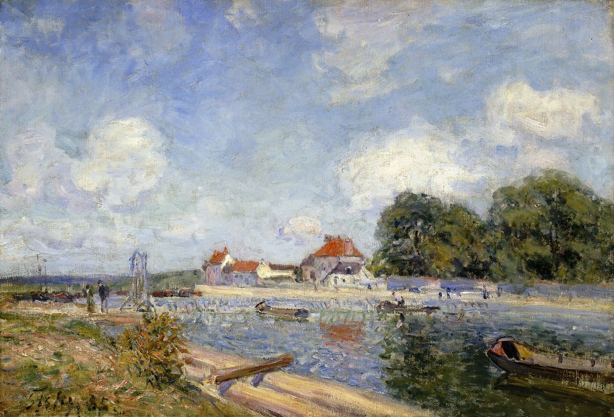 Jaz na Loing w Saint-Mammes; Le Barrage du Loing a Saint-Mammes, 1885 autorstwa Alfred Sisley