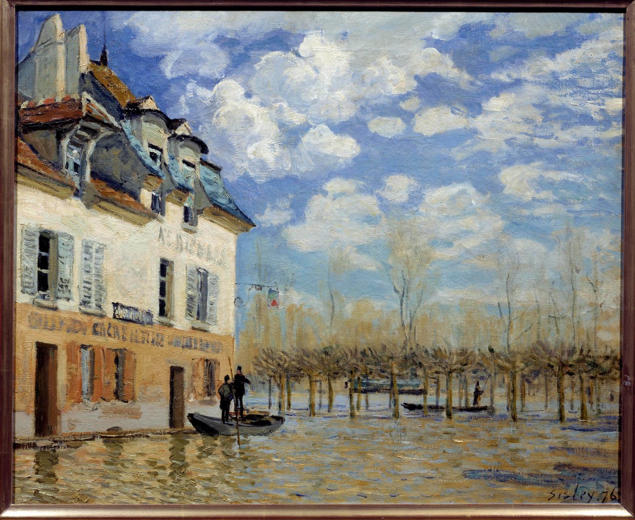 Łódź podczas powodzi, Port Marly (Port-Marly) Obraz Alfreda Sisleya (1839-1899) 1876 nd. 0,5x0,61 m Paryż, musee d