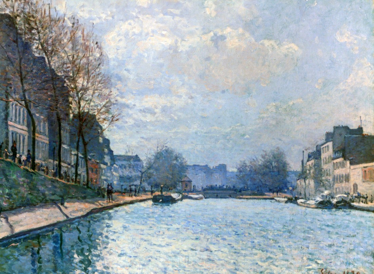 Widok na kanał Saint-Martin, Paryż, 1870 autorstwa Alfred Sisley