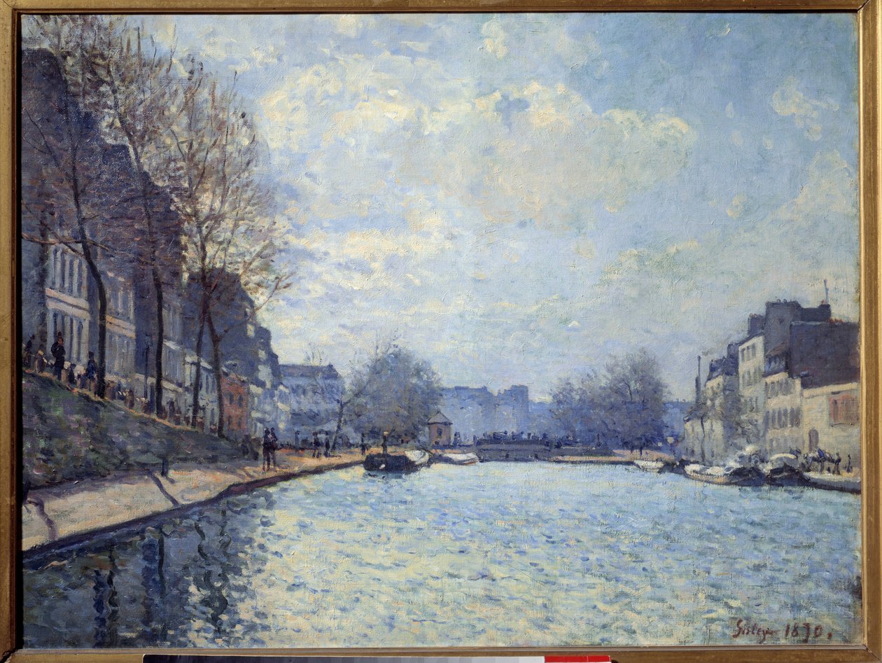 Widok na kanał Saint Martin w Paryżu w 1870 r. Obraz Alfreda Sisleya (1839-1899) autorstwa Alfred Sisley