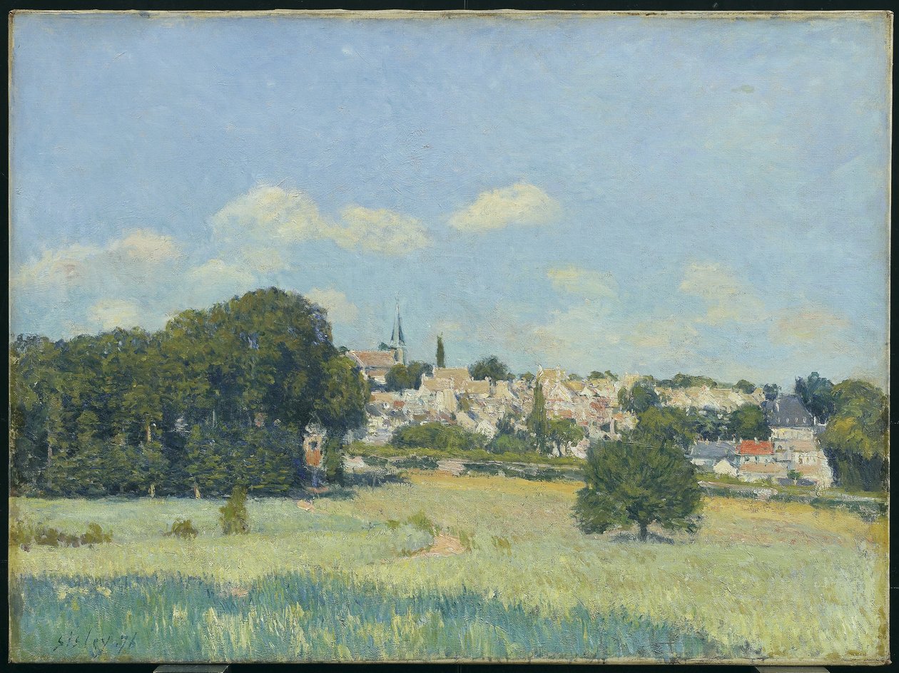 Widok Marly-le-Roi, Efekt światła słonecznego lub Widok Marly-le-Roi: Światło słoneczne, 1876 autorstwa Alfred Sisley