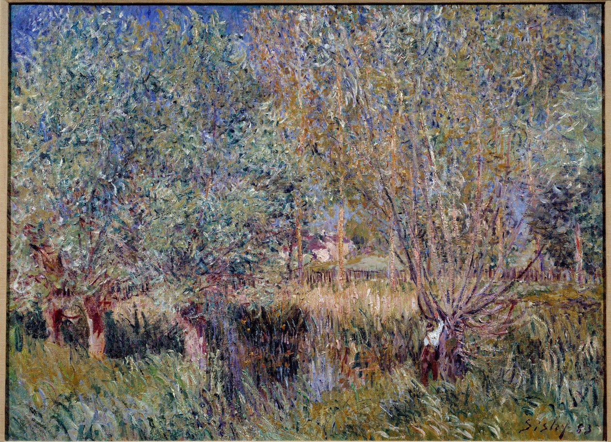 Wierzby nad brzegiem rzeki Orvanne. Obraz Alfreda Sisleya (1839 - 1899) autorstwa Alfred Sisley