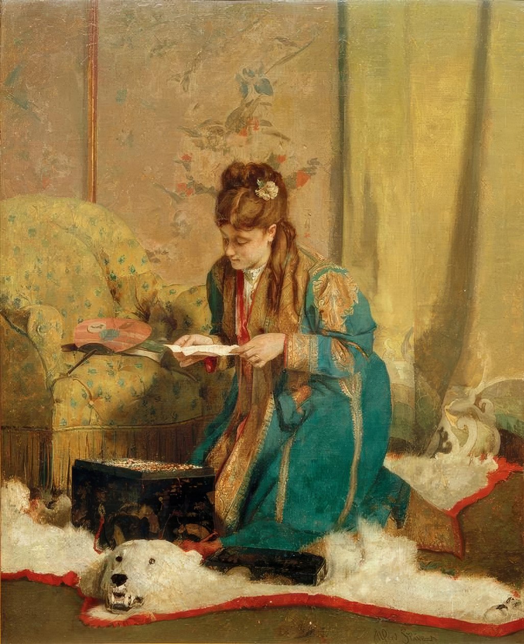 A.Stevens, The Jewellery Box autorstwa Alfred Emile Stevens