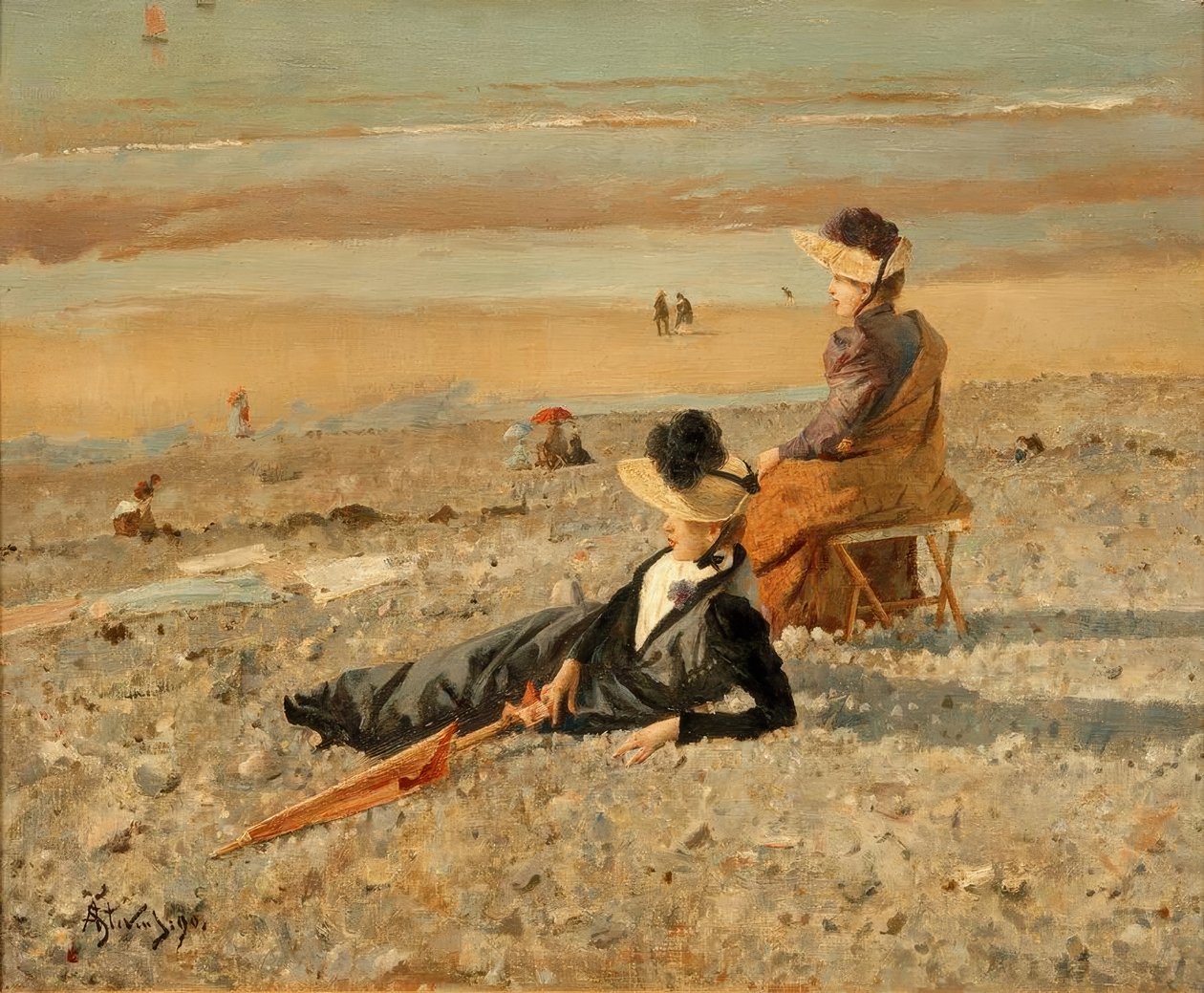 A.Stevens, Piękny dzień w Le Tréport autorstwa Alfred Emile Stevens