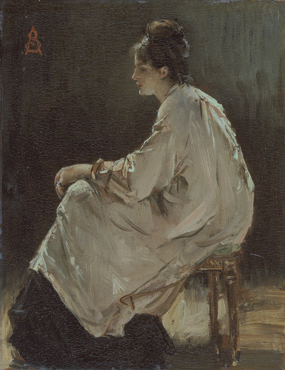 „Siedząca dziewczynka”, 1843-1906 autorstwa Alfred Emile Stevens