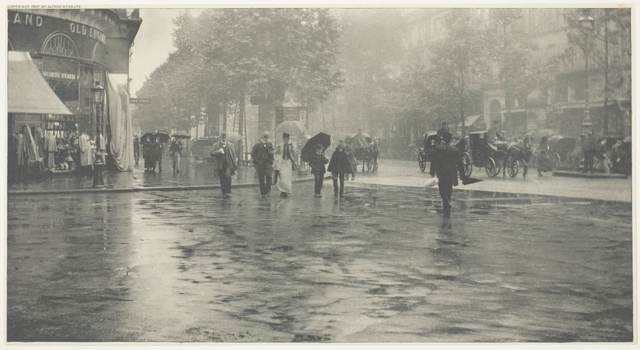 Dzień mokry na bulwarze, Paryż, 1894, druk ok. 1897. autorstwa Alfred Stieglitz