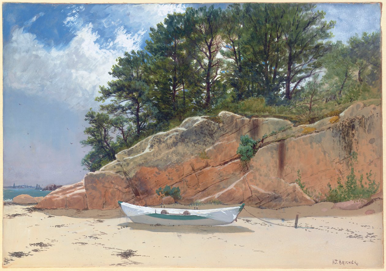 Dory na plaży Dany, Manchester-by-the-Sea, Massachusetts, 1879 autorstwa Alfred Thompson Bricher