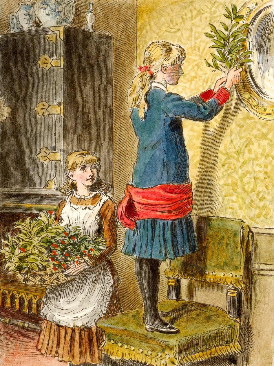 Dekorowanie na Boże Narodzenie, pub. 1854. autorstwa Alfred W Cooper