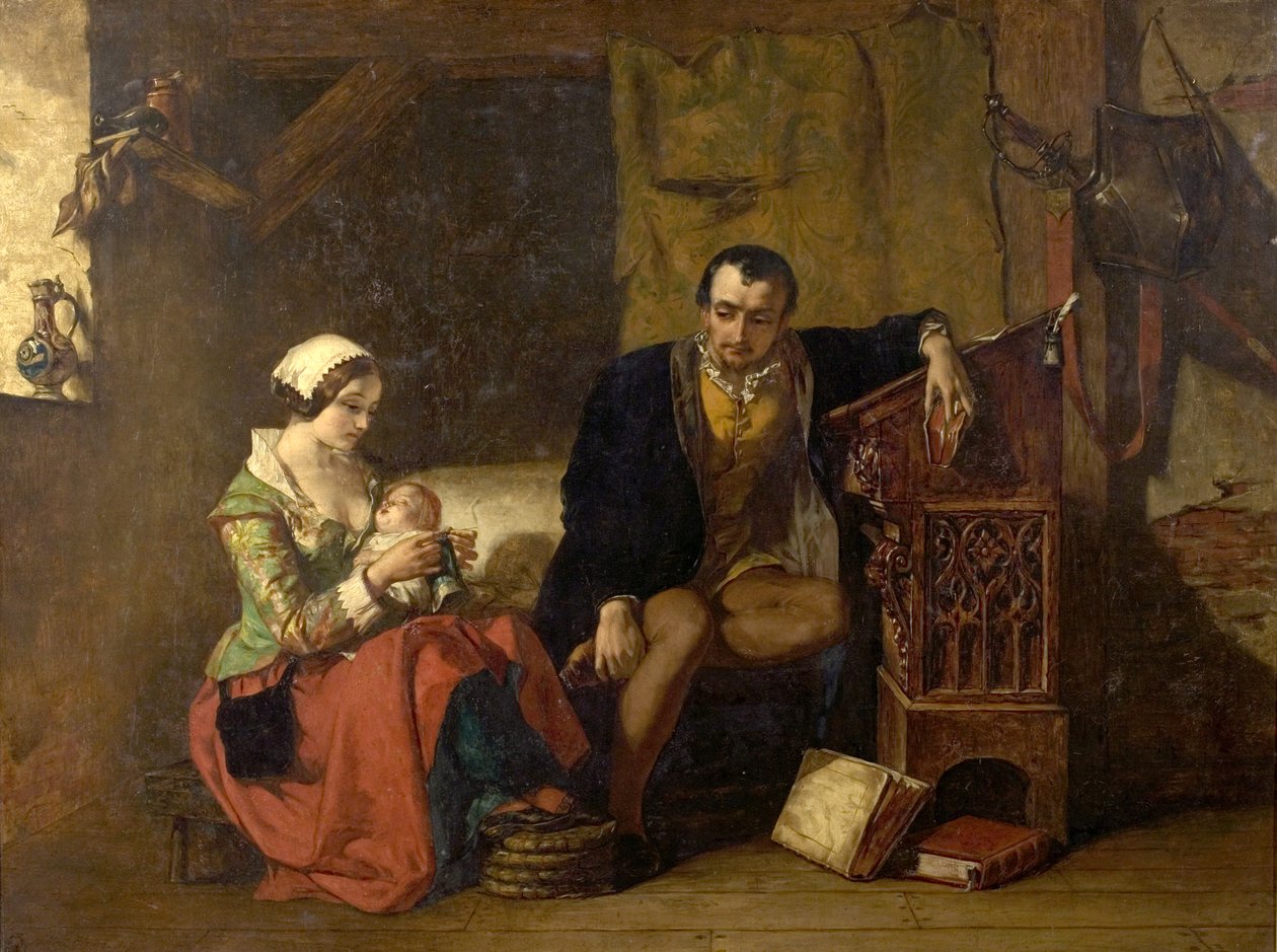 Pochodzenie krosna do pończoch, 1847 autorstwa Alfred W. Elmore