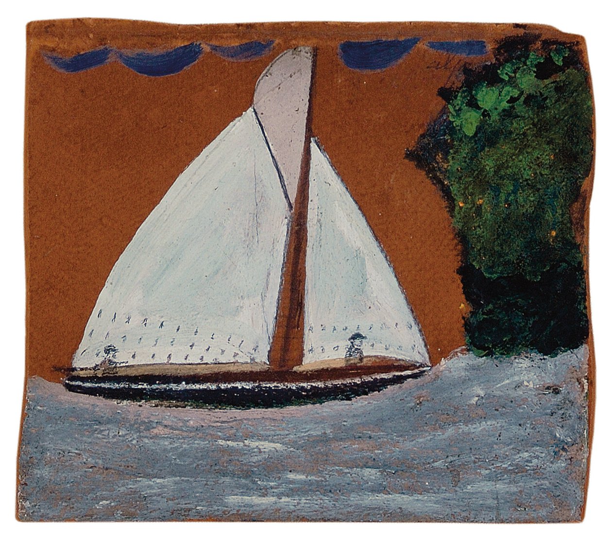 Żaglówka z brązowym niebem autorstwa Alfred Wallis