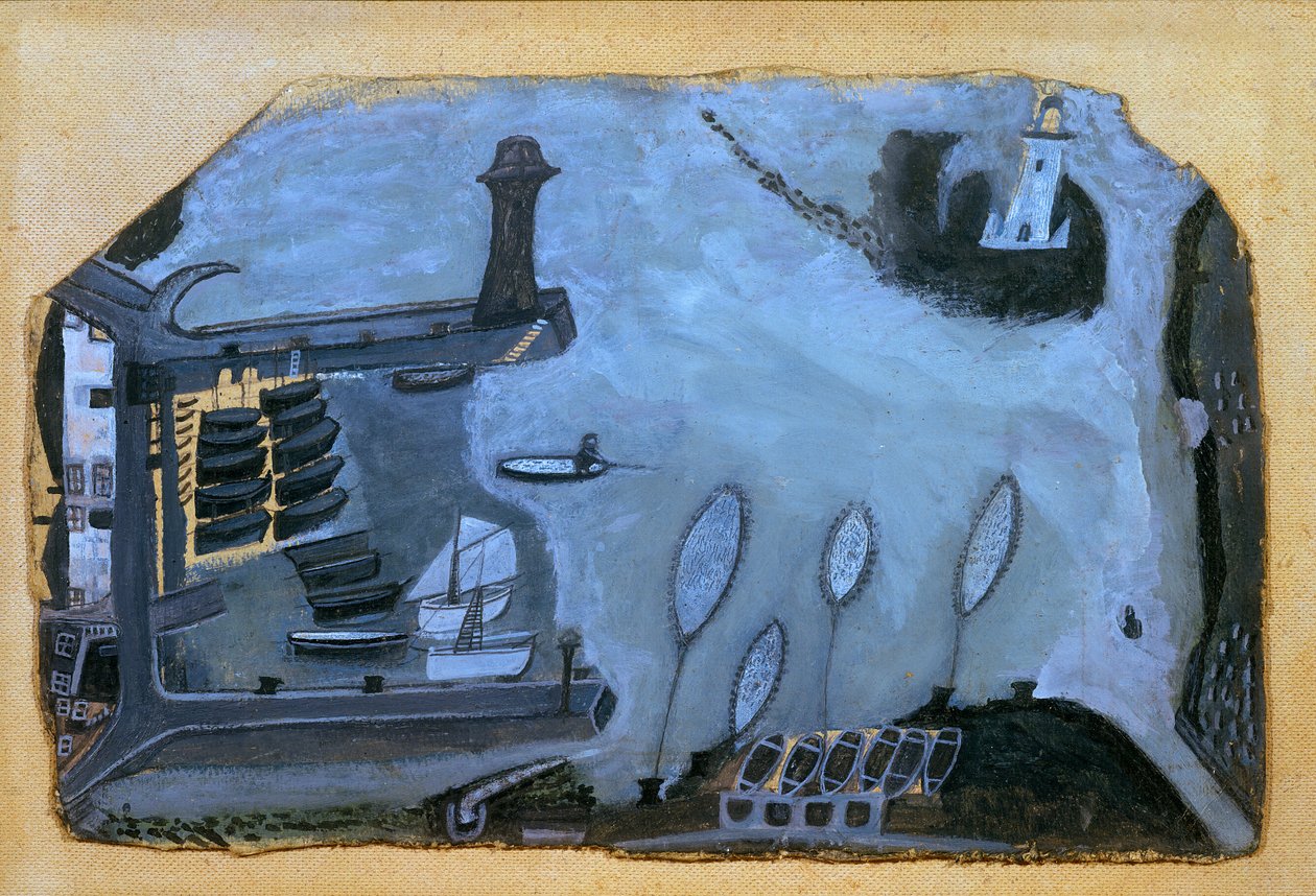 „To jest łowisko Sain, które kiedyś było”: port St. Ives i latarnia morska Godrevy autorstwa Alfred Wallis