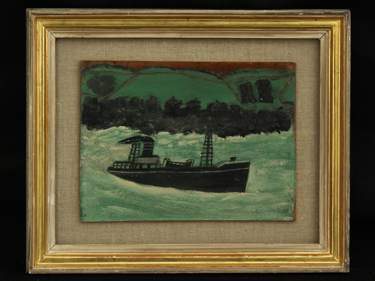 Trawler u wybrzeży Kornwalii, ok. 1928 r. autorstwa Alfred Wallis
