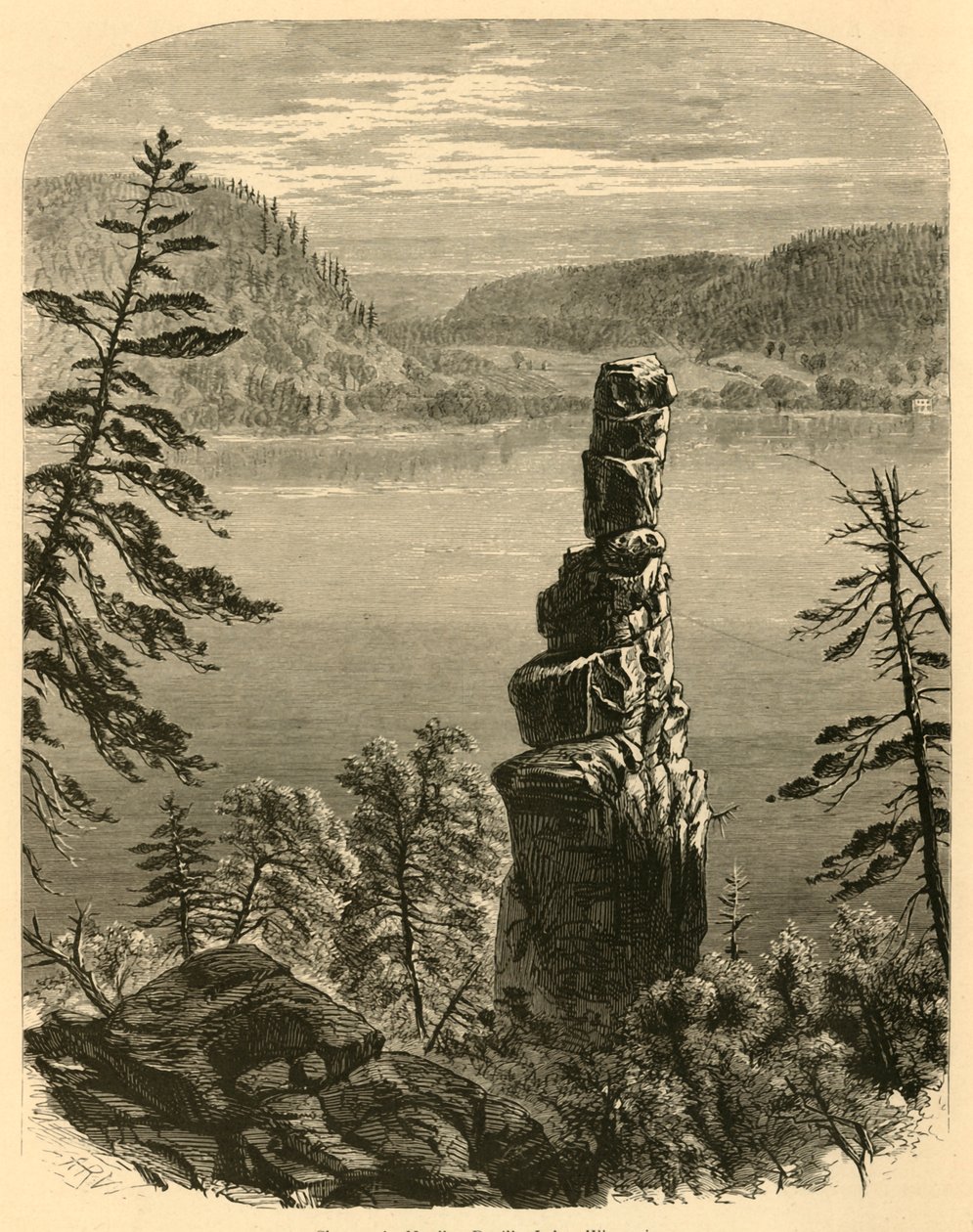 „Igła Kleopatry, Jezioro Diabła, Wisconsin”, 1874. autorstwa Alfred Rudolph Waud