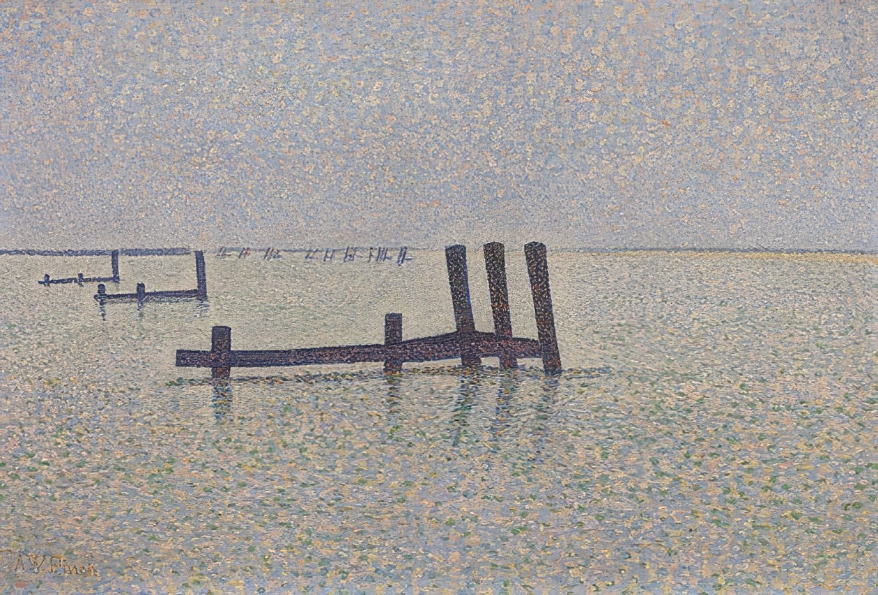 Kanał Angielski w Nieuwpoort. Około 1889 r. autorstwa Alfred William Finch
