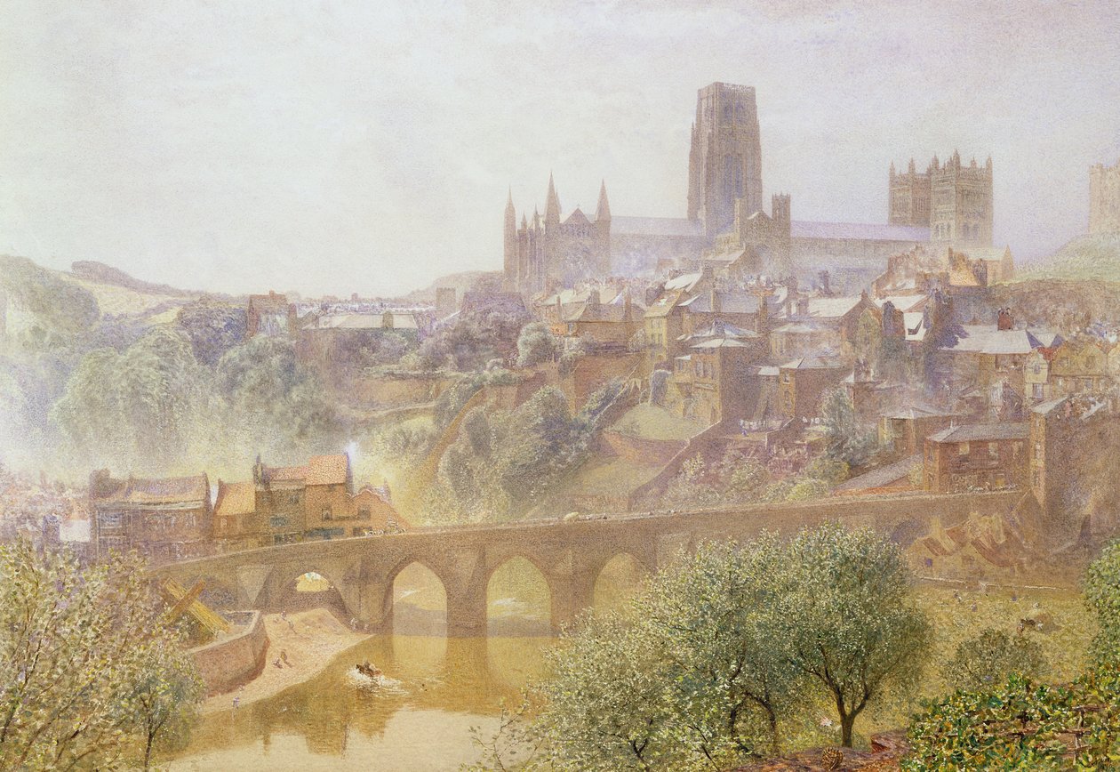 Most Elvet, Durham, 1876 r. autorstwa Alfred William Hunt