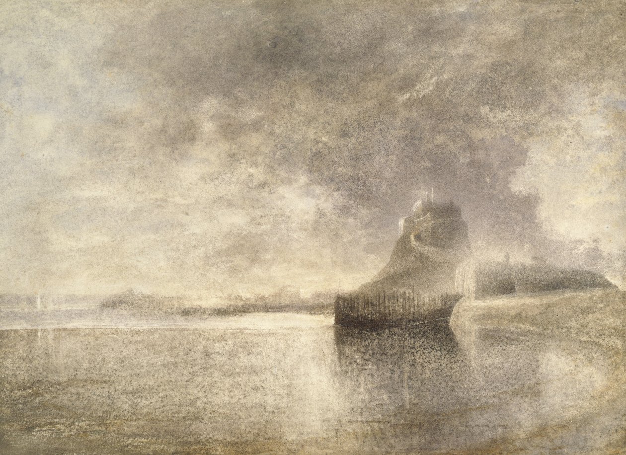 Zamek na Wyspie Świętej, Northumbria, ok. 1882-3 (akwarela na papierze) autorstwa Alfred William Hunt