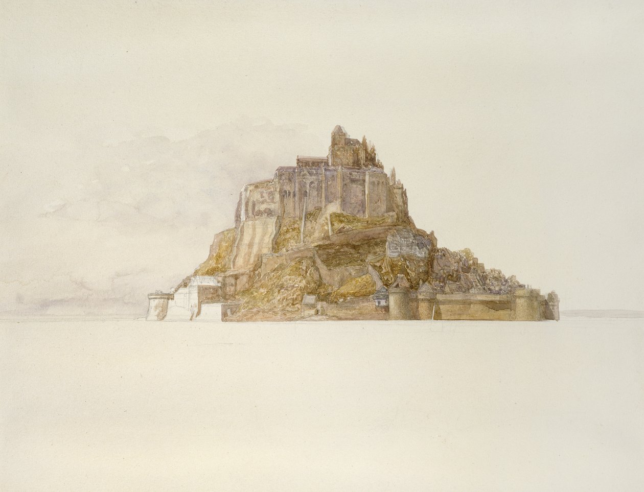 Mont St Michel z Piasków, c. 1876 (akwarela na graficie, na papierze) autorstwa Alfred William Hunt