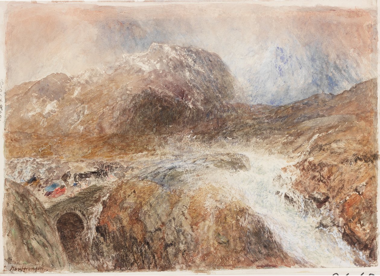 Nant Frangon (ołówek i akwarela na papierze (wklejony na tablicę)) autorstwa Alfred William Hunt