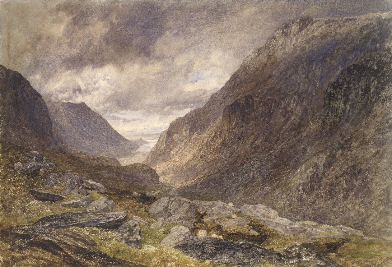 Pass of Llanberis, c.1853 (akwarela na papierze) autorstwa Alfred William Hunt