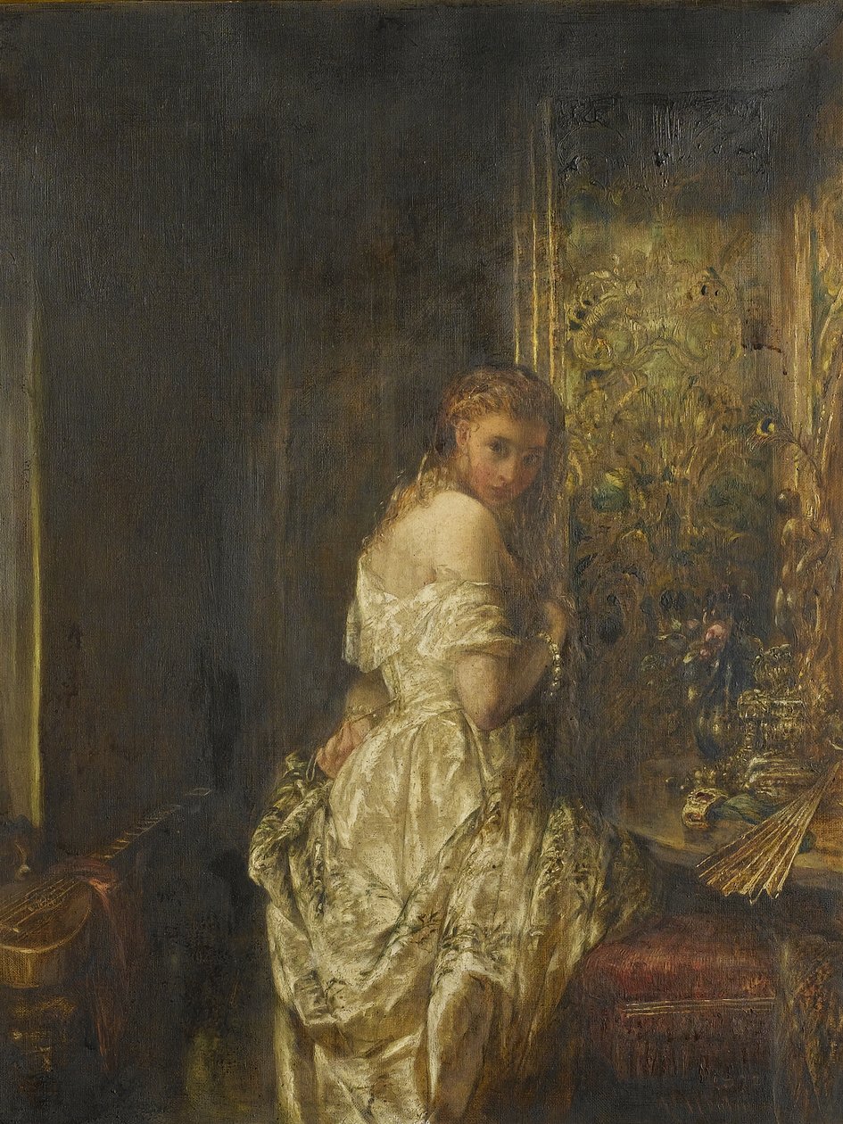 Kobieta w bieli, 1872 autorstwa Alfred Woolmer