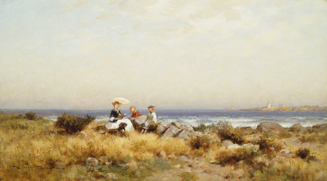 Czytanie nad morzem autorstwa Alfred Wordsworth Thompson