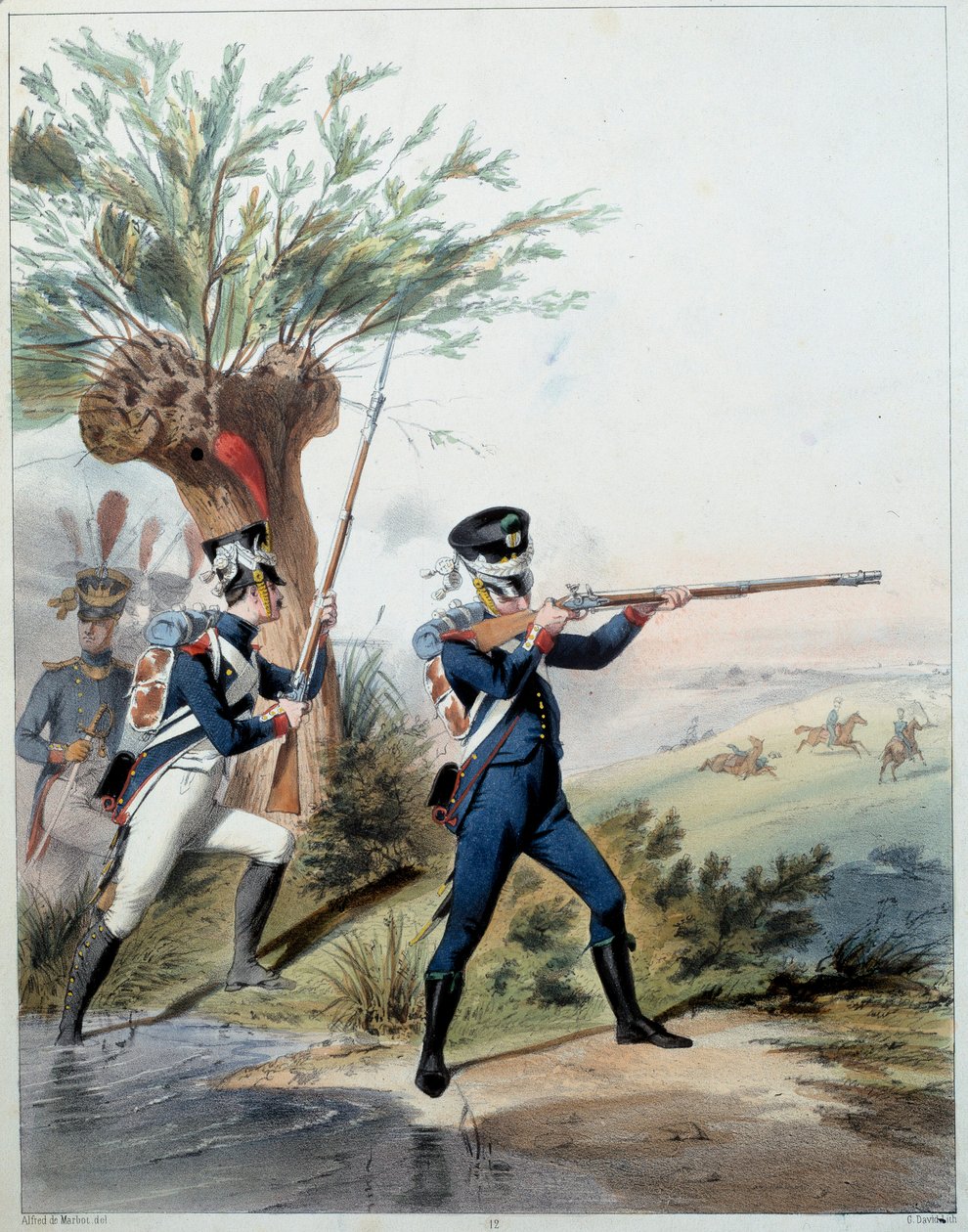 Armia Napoleońska: Gwardia Cesarska. Grawer Alfreda De Marbota (XIX w.) 1809. Malmaison, Muzeum Zamkowe. autorstwa Alfred de (after) Marbot
