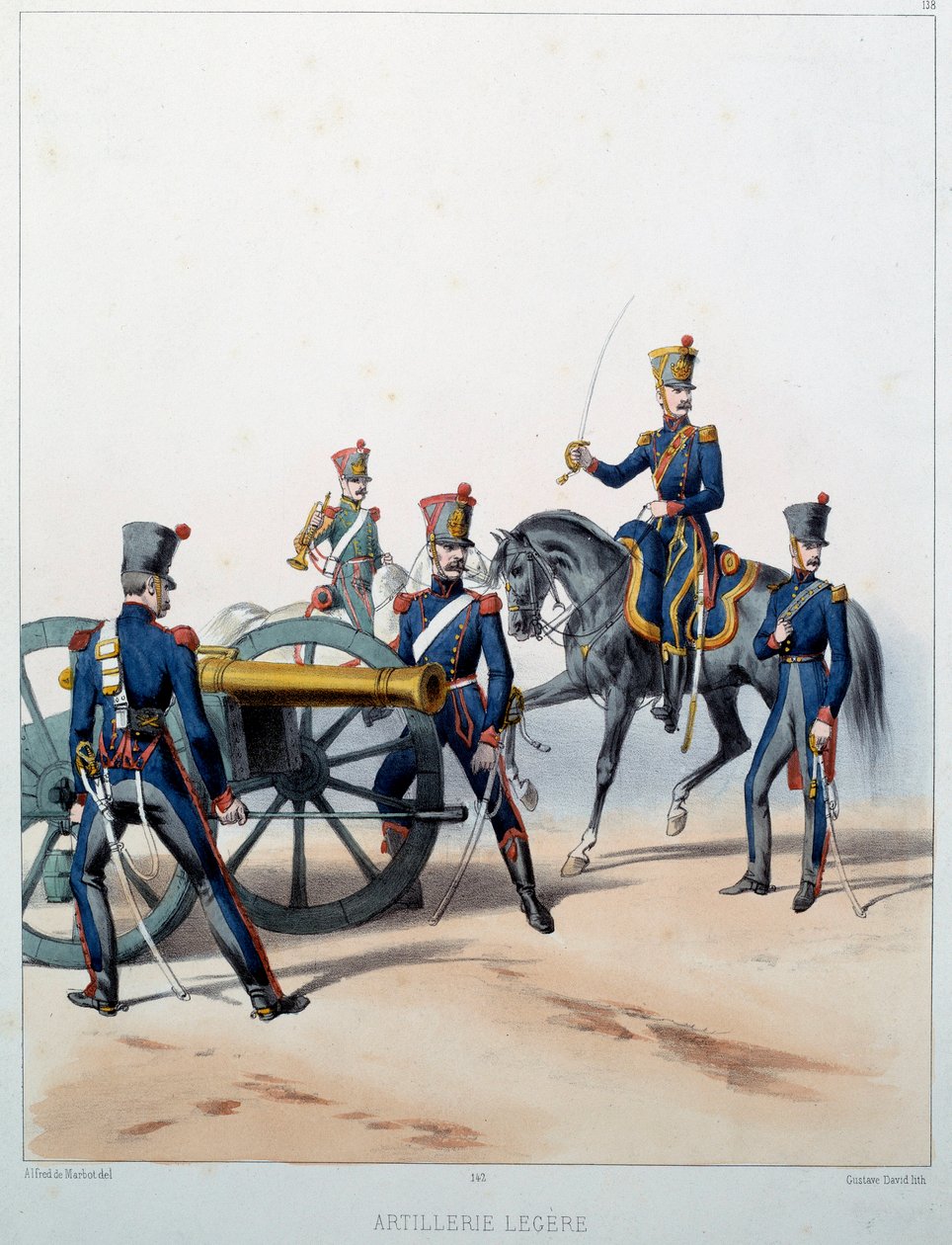 Armia Napoleońska: Lekka artyleria. Grawerowanie autorstwa Alfreda De Marbota (XIX wiek) 1812. Malmaison, Musee Du Chateau. autorstwa Alfred de (after) Marbot