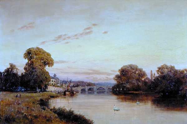 Richmond nad Tamizą (olej na panelu) autorstwa Alfred de Breanski