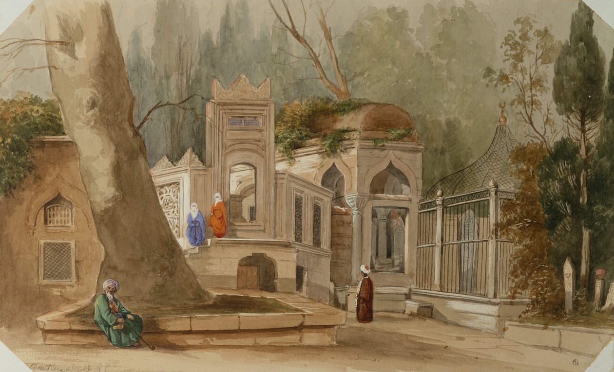 Eyoub, Konstantynopol (akwarela i ołówek) autorstwa Alfred de Courville