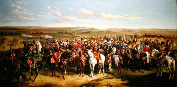 Wizyta księcia Alberta (1819-61) u cesarza Napoleona III (1808-73) na wzgórzach koło Boulogne, 8 września 1854 (olej na płótnie) autorstwa Alfred de Prades