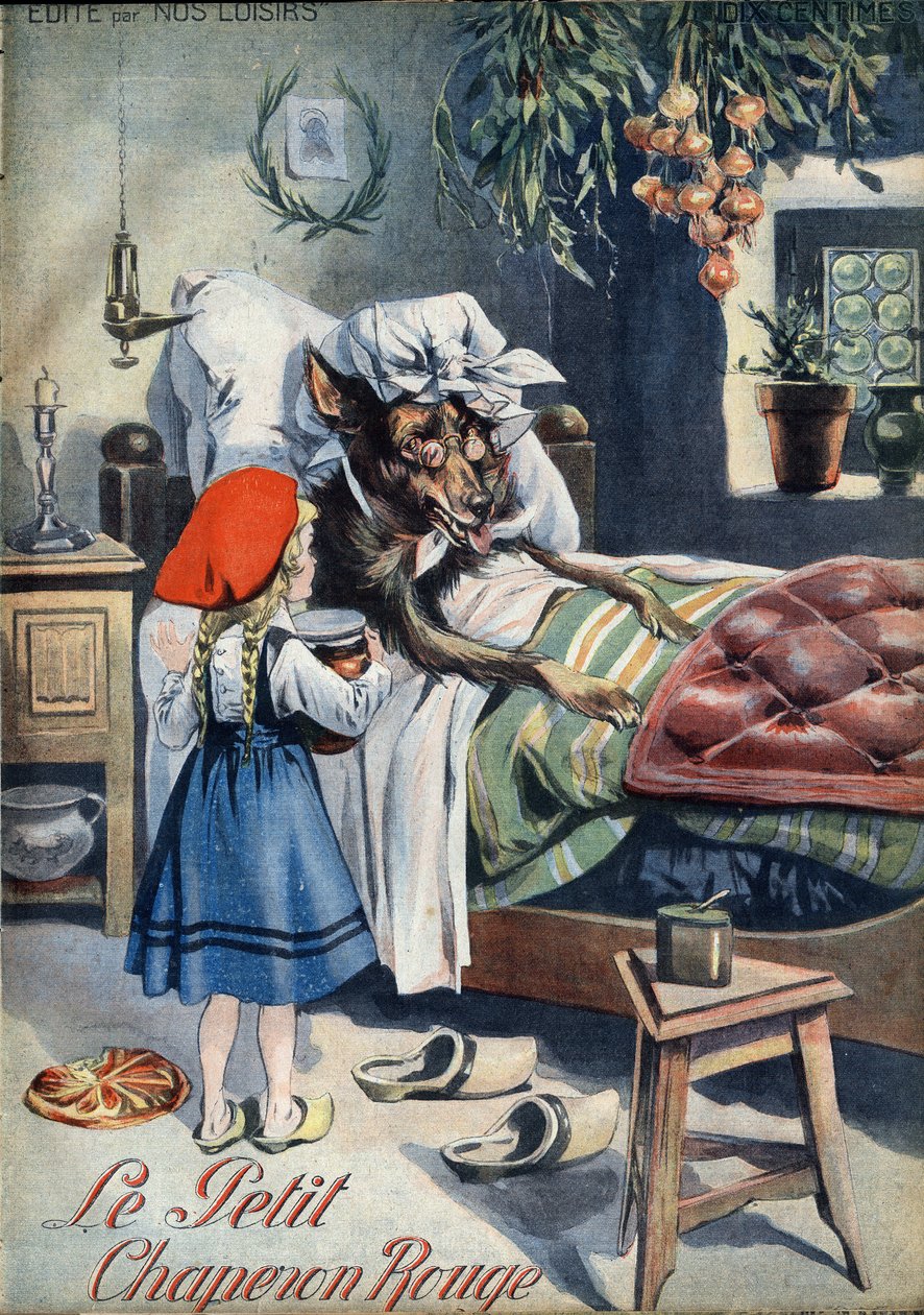 Czerwony Kapturek. Opowieść ludowa. Ilustracja Vaccari i Carrey w zbiorze „Les beaux tales”” „Nos loisirs”” około 1910 r. Kolekcja prywatna. autorstwa Alfredo and Carrey Vaccari