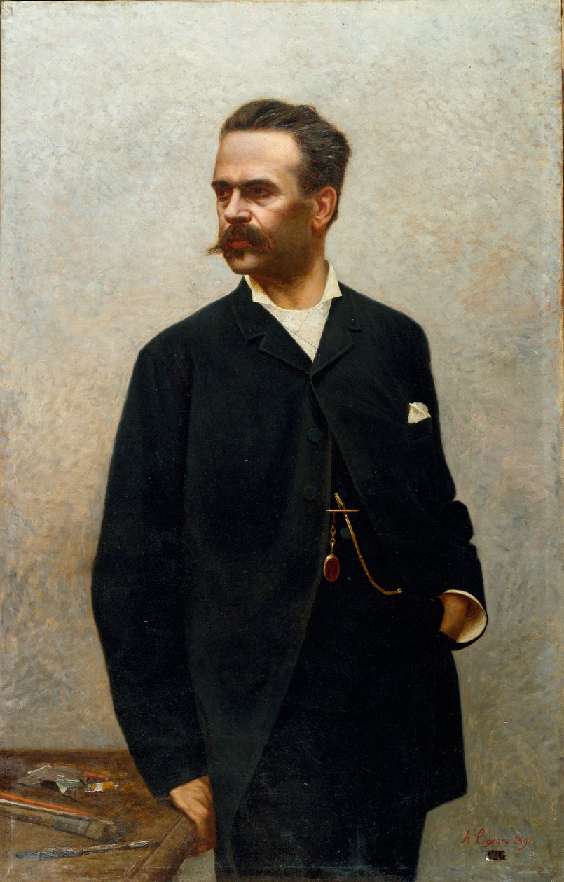 Portret malarza Niccolo Barabino (1832-1897) Obraz Alfredo Luxoro (ur. 1859-1918) XIX w. Nd. 124x80 cm geny Nervi, Galeria Sztuki Nowoczesnej, nr inw. 0996 autorstwa Alfredo Luxoro