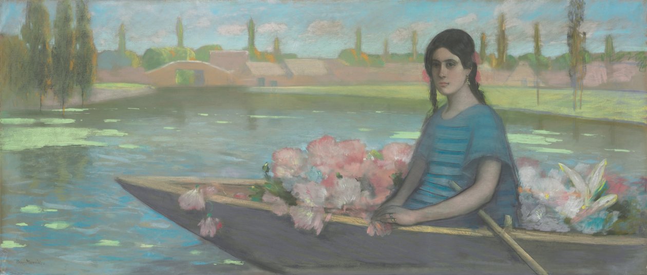 Sprzedawca kwiatów (pastel na papierze ułożonym na płótnie) autorstwa Alfredo Ramos Martinez