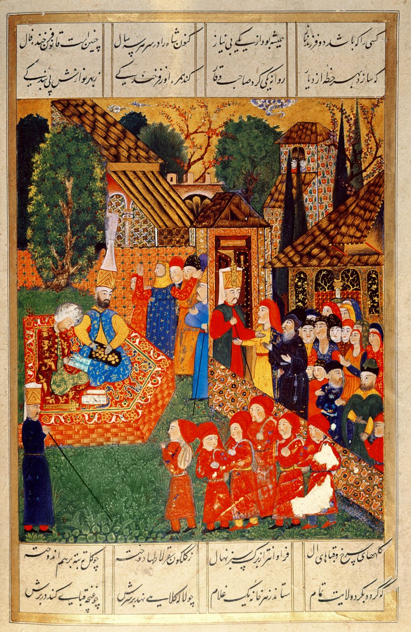 Oficer janczarów rekrutujący devsirme dla sułtana Sulejmana I (1495-1566), z „Suleymanname” (Mss Hazine. 1517 f.31v) autorstwa Ali Amir Beg