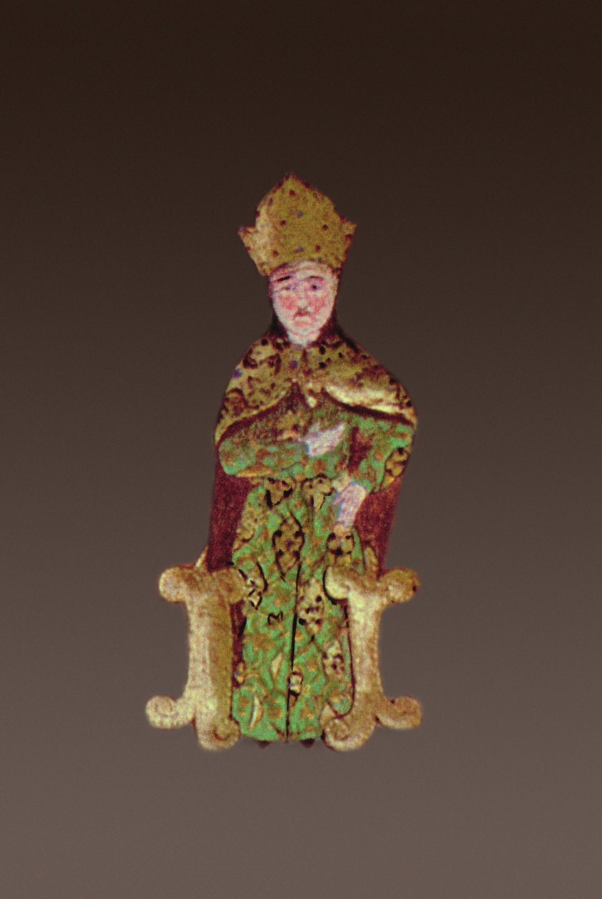Król Węgier, Lajos II 1506-26 na naradzie przed bitwą pod Mohaczem w 1526, 1558 atrament i złoty płatek na welinie detal z 290004 autorstwa Ali Amir Beg