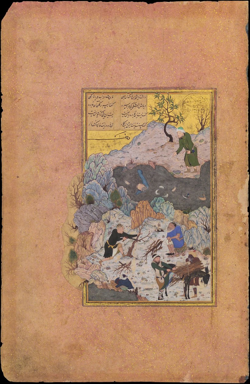 Anegdota o człowieku, który wpadł do wody, Folio 44r z... dat. AH 892 n.e. 1487. autorstwa Ali Mashhadi