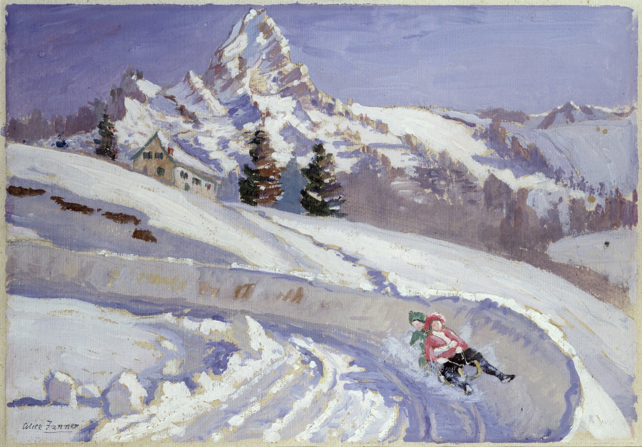 Zjazdy na sankach w pobliżu Matterhorn autorstwa Alice Maud Fanner