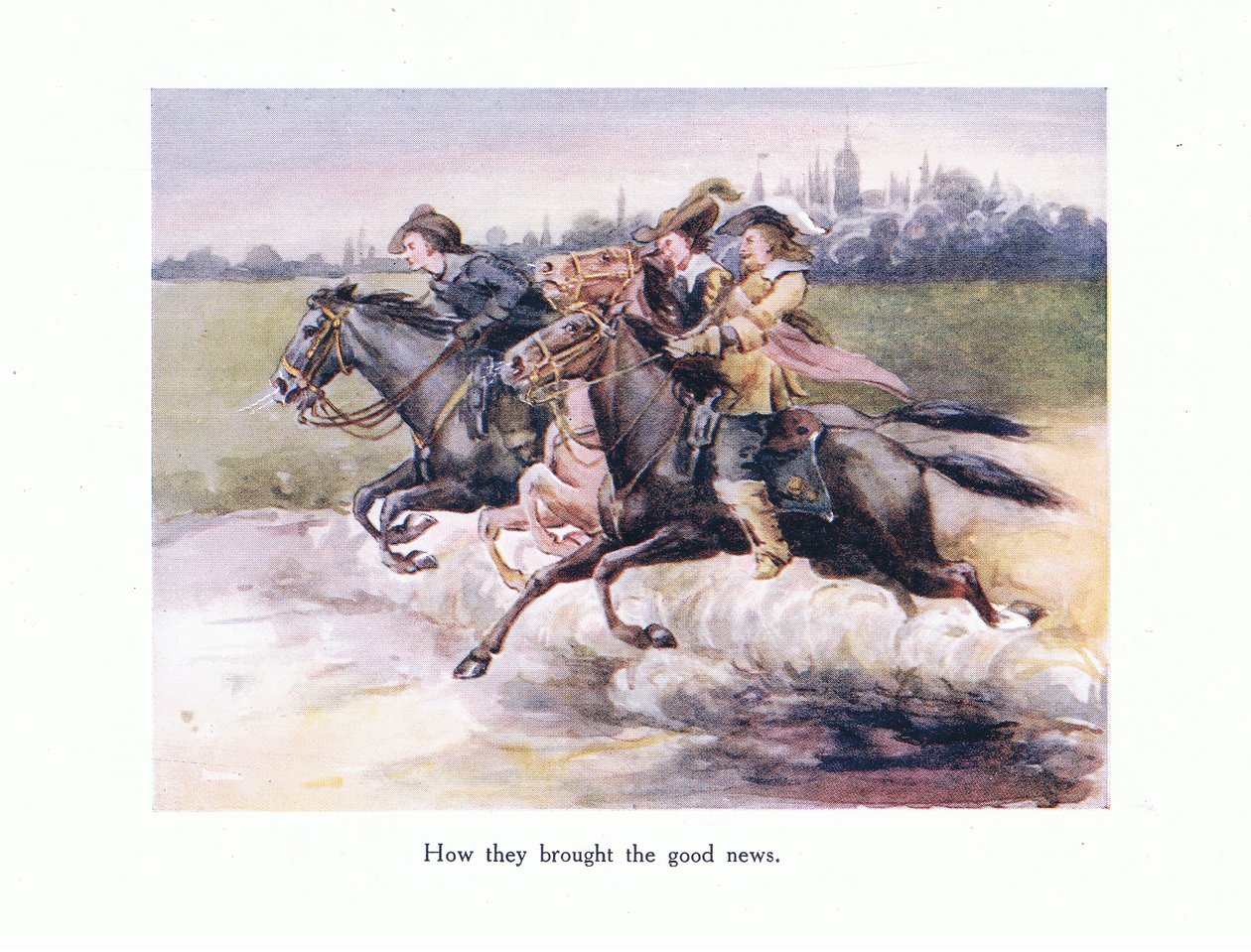 Jak przynieśli dobre wieści z Gandawy do Aix, ilustracja z Wierszy dla młodych: Robert Browning, ok. 1920 autorstwa Alice Ross
