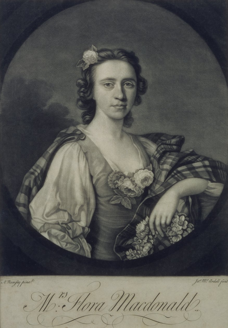 Flora MacDonald, rytowana przez Jamesa McArdella (mezzotinta) autorstwa Allan Ramsay