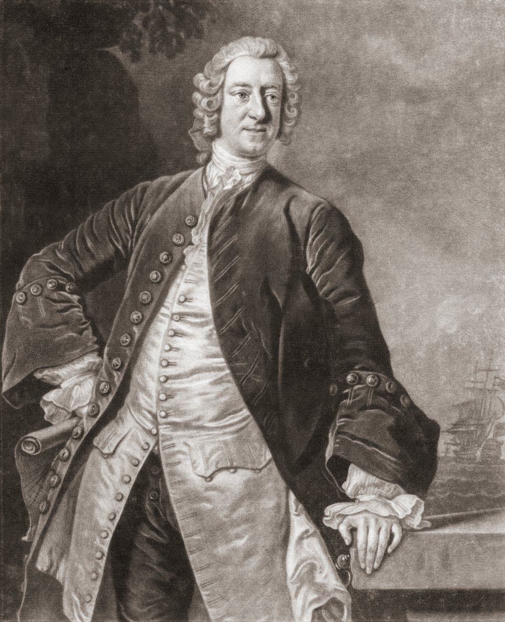 Admirał Edward Boscawen. Portret. autorstwa Allan (after) Ramsay